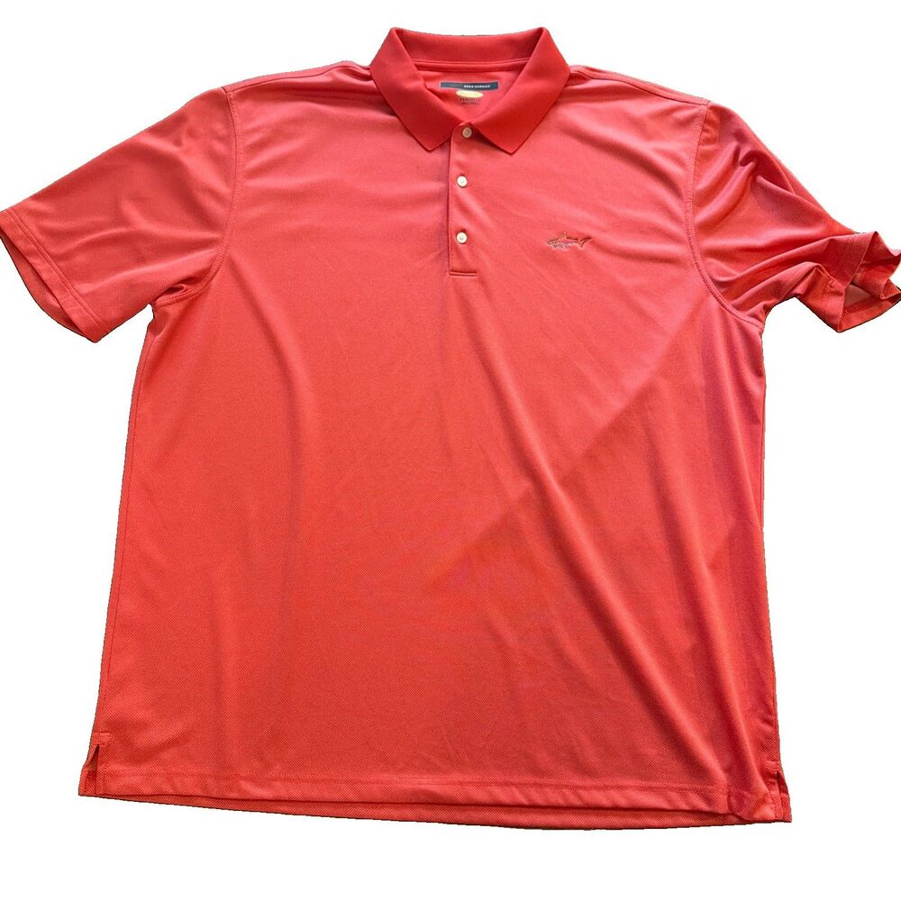 Greg Norman Men's 3XL Pink Red Golf Polo Play Dry Performance Shark Big Tall